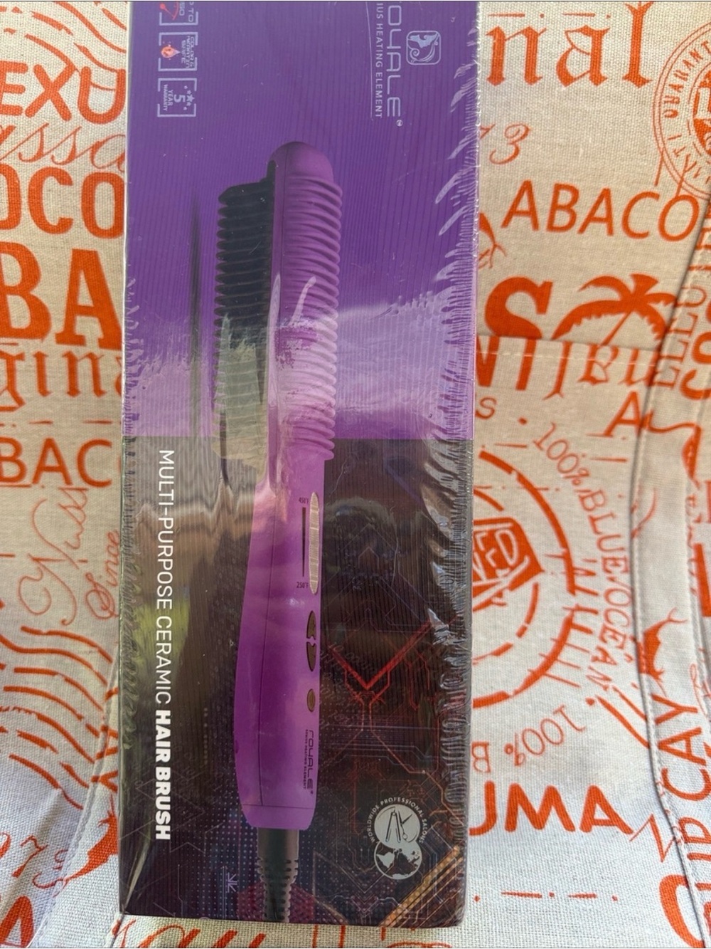 ROYALE MULTI PURPOSE CERAMIC HAIR BRUSH-TEMPRATURE CONTROL-PURPLE-NEW-SEALED
